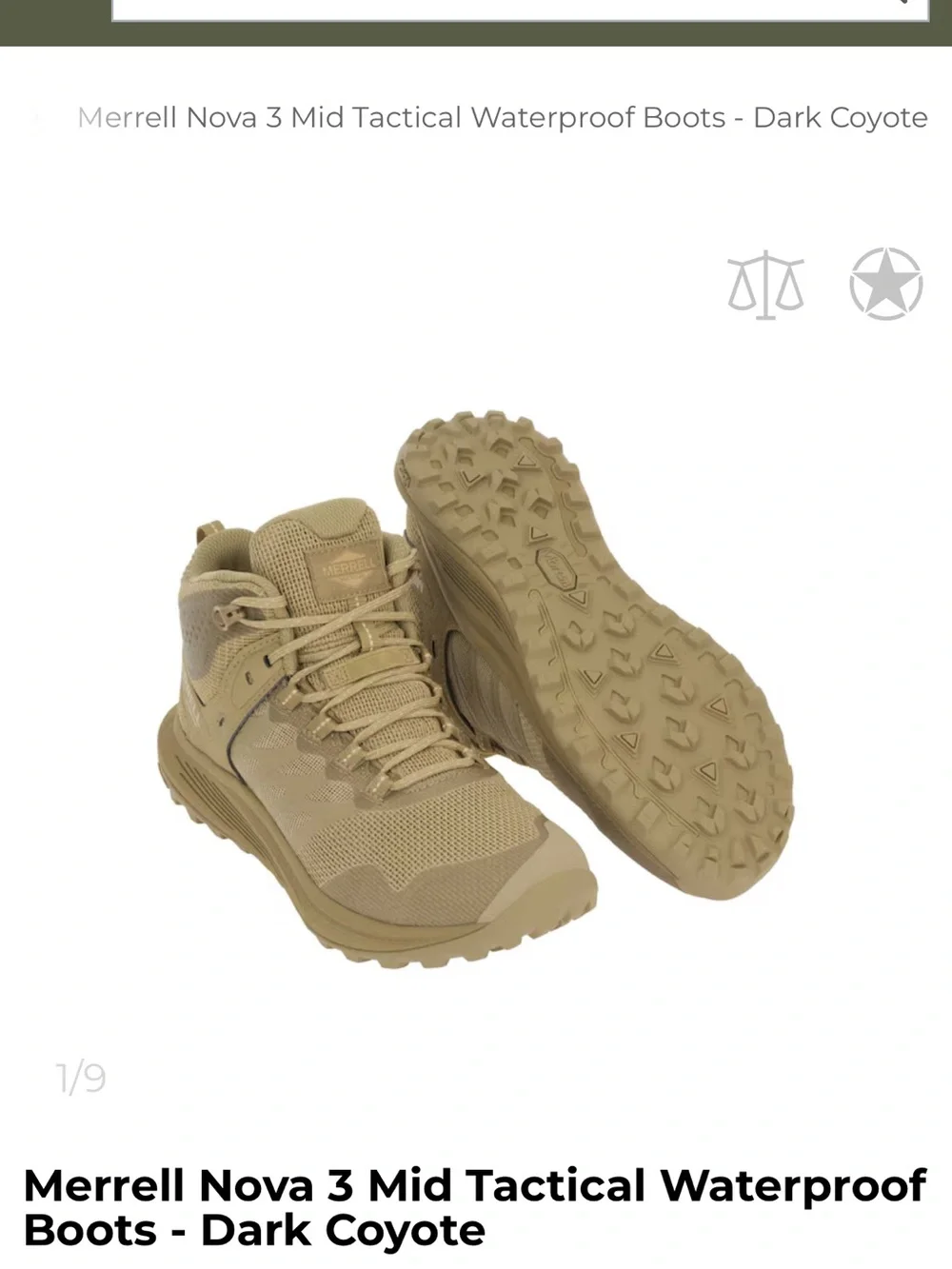 Merrell Nova 3 Mid Tactical Boots in Dark Coyote